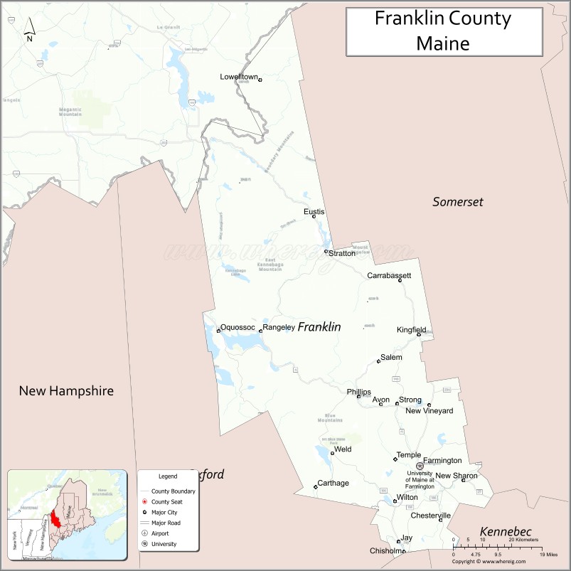 map of franklin county maine
